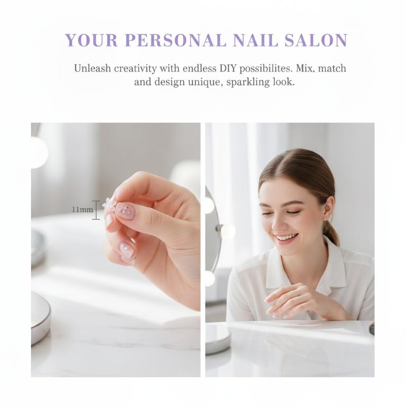 Shiny 3D Glitter Nail Art Char - Resin Art Using Flowers ulasan dan harga