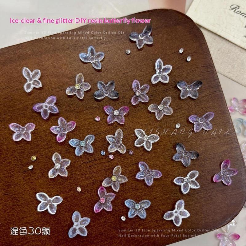 Shiny 3D Glitter Nail Art Char - Resin Art Using Flowers ulasan dan harga
