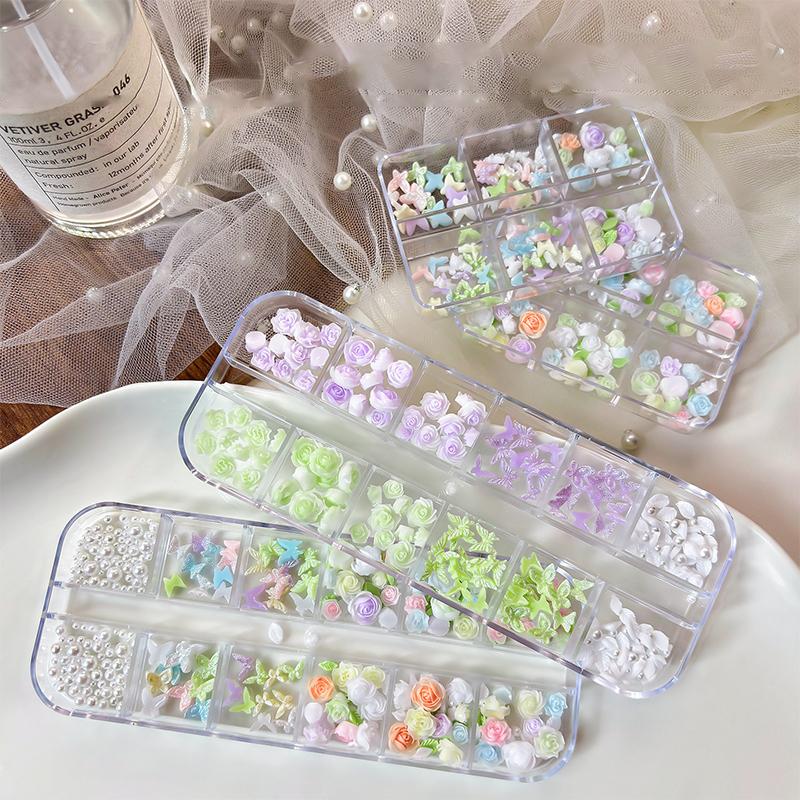3D Nail Art Decoration Kit 6 1 - Resin Art Using Flowers ulasan dan harga