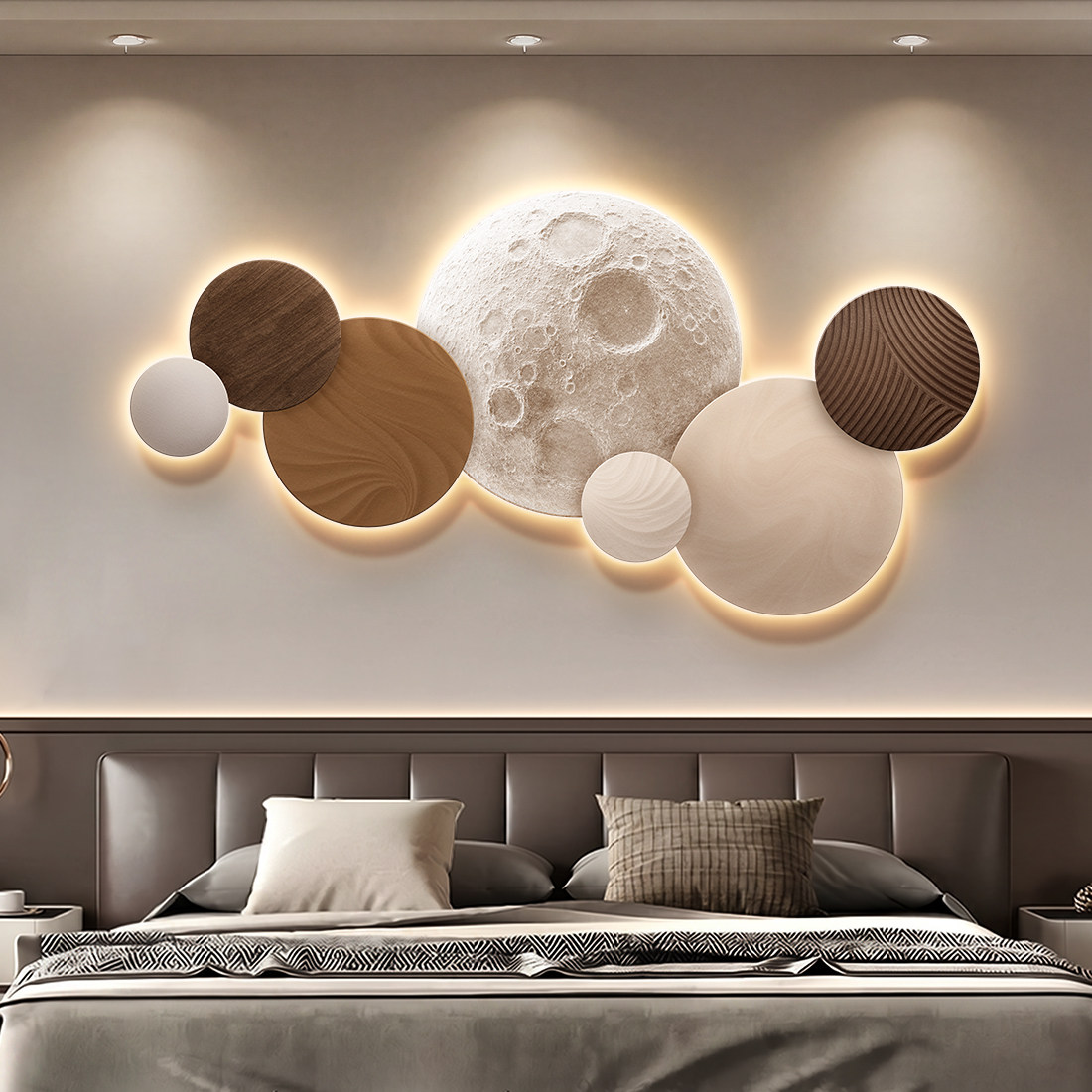 Moon Bedroom Decor Modern Luxu - Resin Art On Wood ulasan dan harga