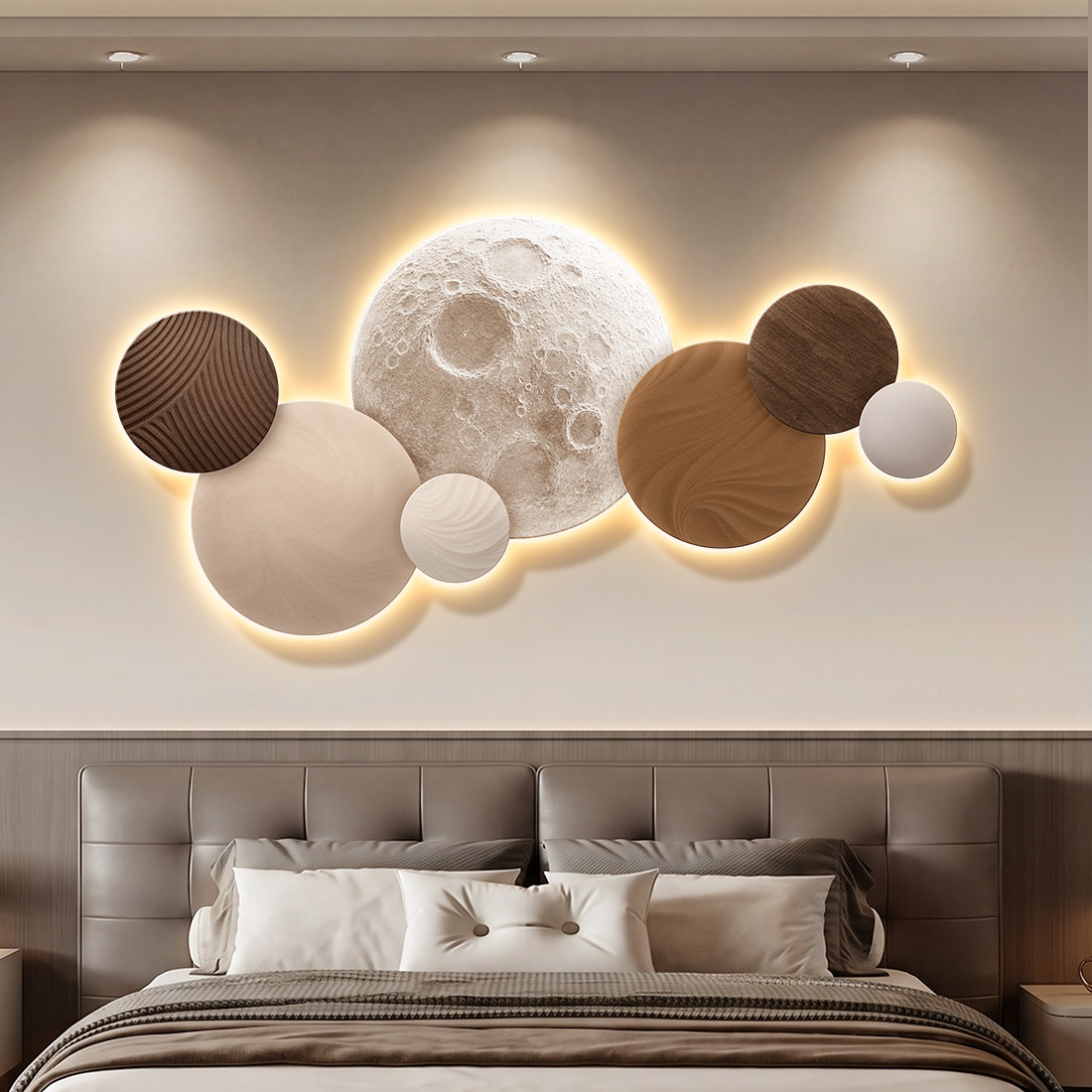 Moon Bedroom Decor Modern Luxu - Resin Art On Wood ulasan dan harga