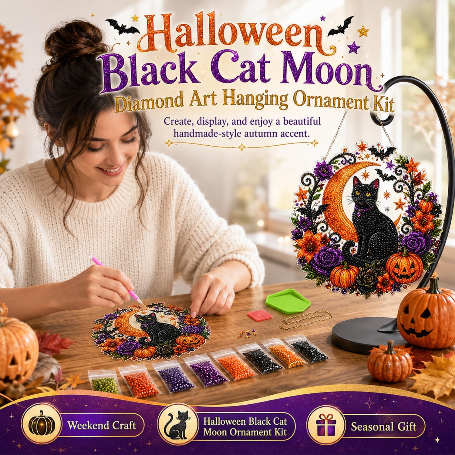 Halloween Pumpkins Diamond Art - Resin Art Flower ulasan dan harga