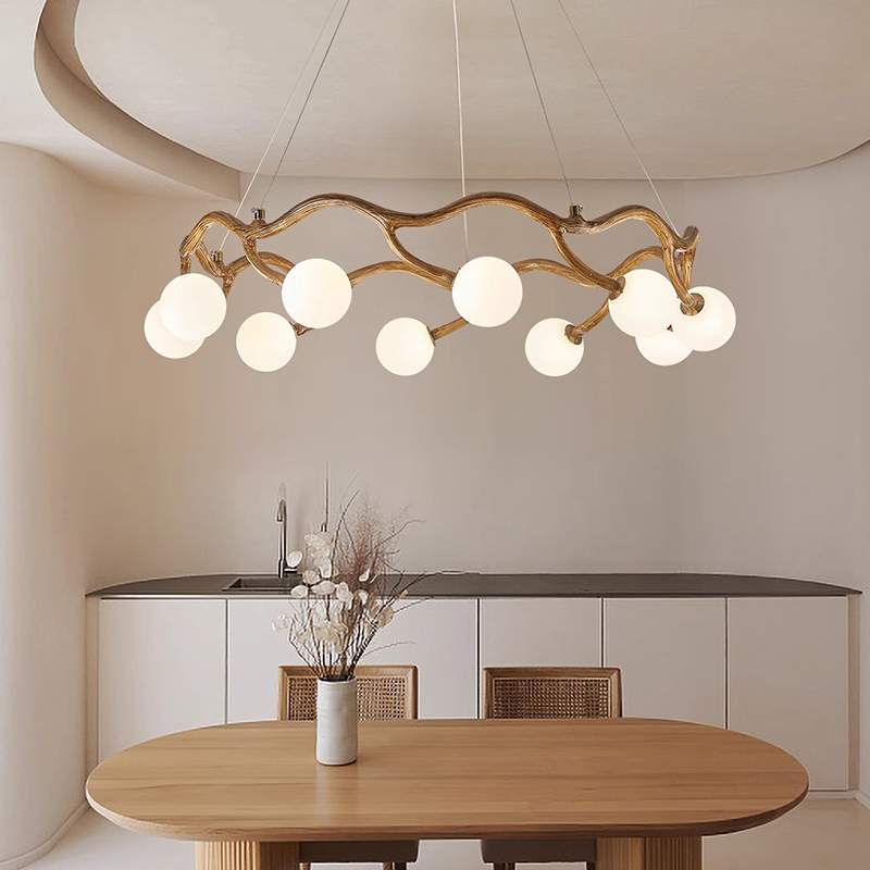 Modern White Glass Wood Chande - Resin Art On Wood ulasan dan harga