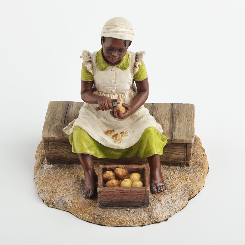 Young Black Girl Sculpture Pee - Resin Art On Wood ulasan dan harga