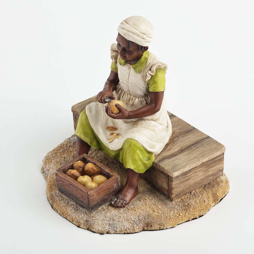 Young Black Girl Sculpture Pee - Resin Art On Wood ulasan dan harga