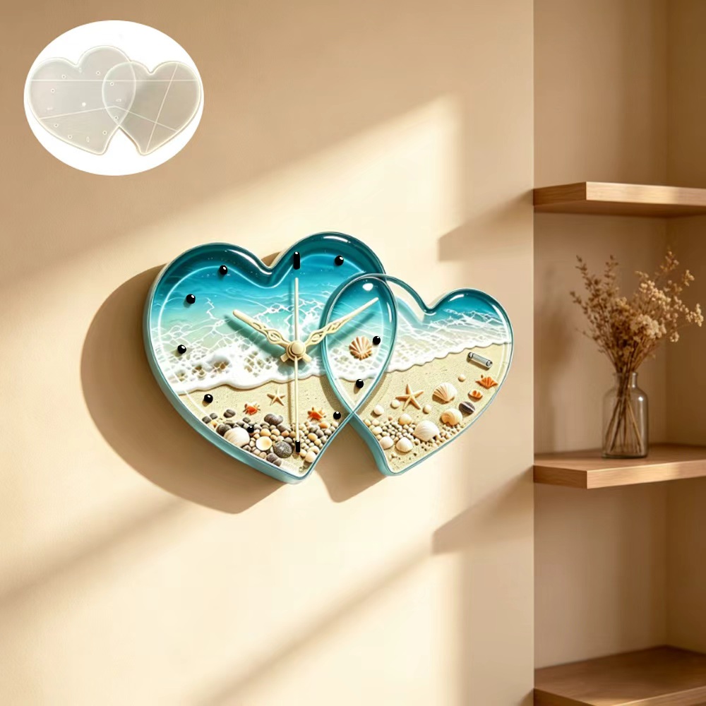 Love connected heart shape clo - Resin Art Clock ulasan dan harga