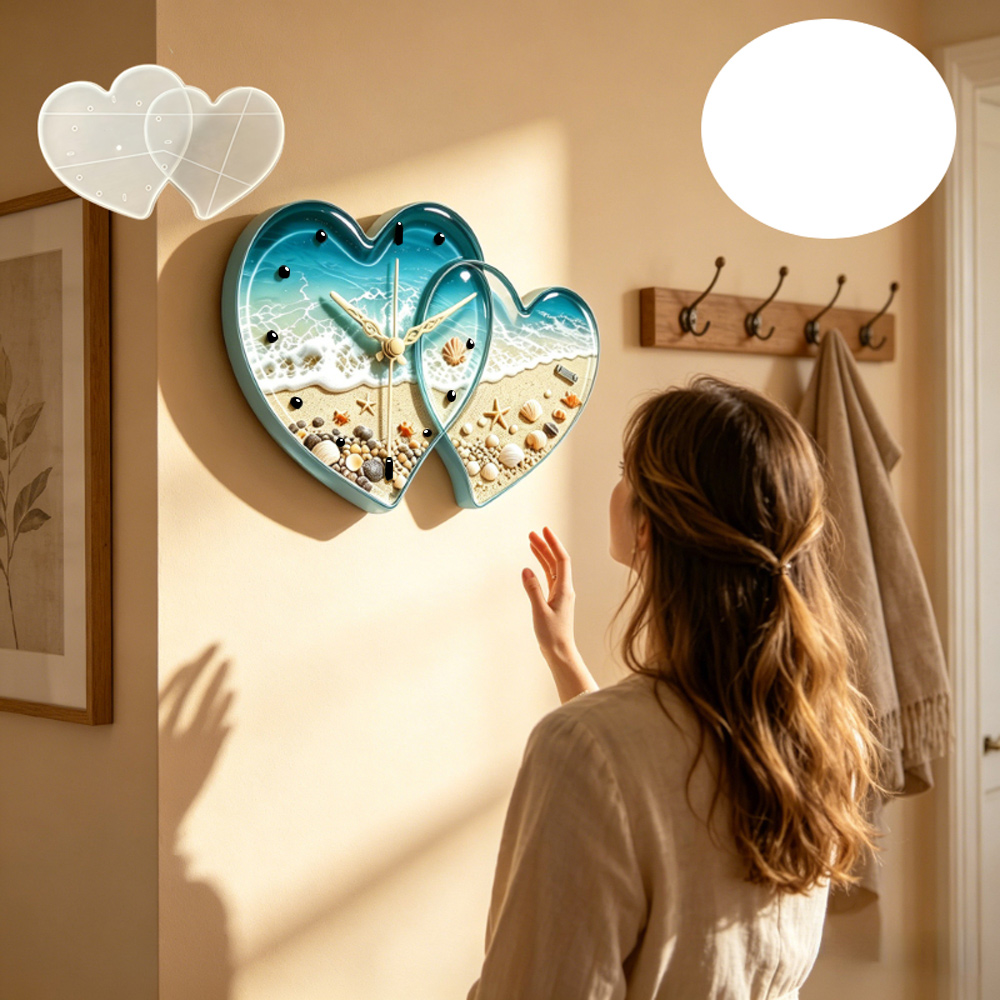 Love connected heart shape clo - Resin Art Clock ulasan dan harga