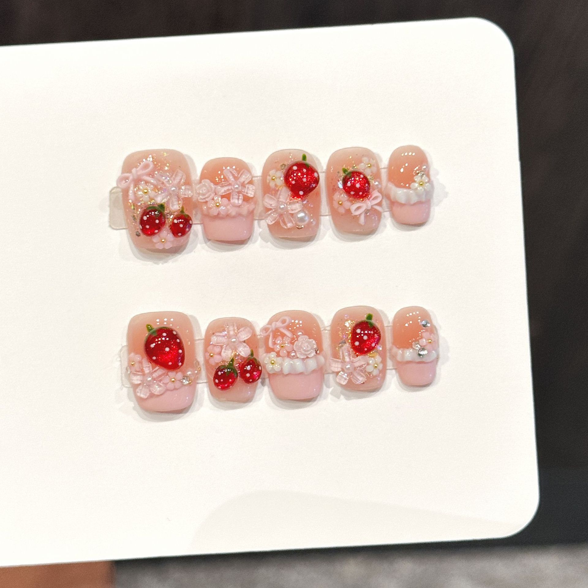10pcs Cute Red Strawberry Pres - Resin Art Flower ulasan dan harga